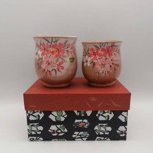 Coppia di tazze in ceramica Kyoyaki – Akebono Sakuragumi