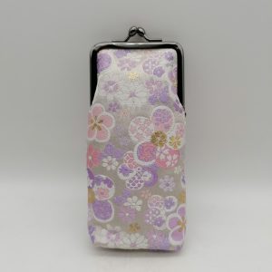 Custodia per occhiali artigianale da Kyoto – Bianco con fiori violetta