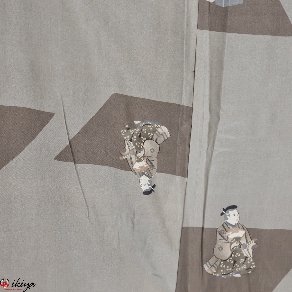 Haori da uomo marrone/grigio con samurai - immagine 2