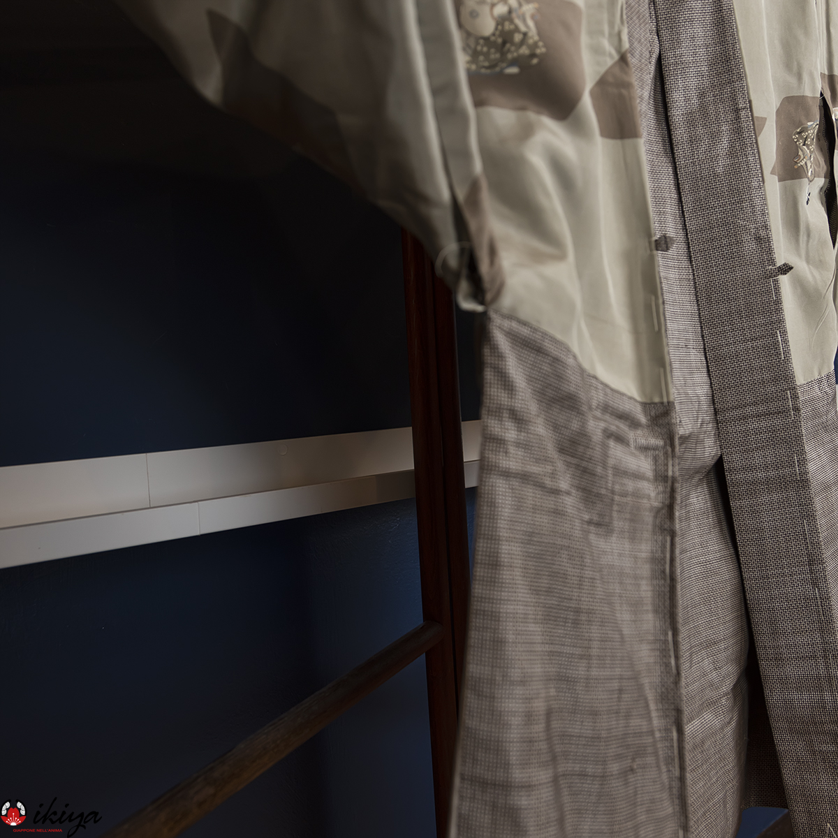 Haori da uomo marrone/grigio con samurai - immagine 5