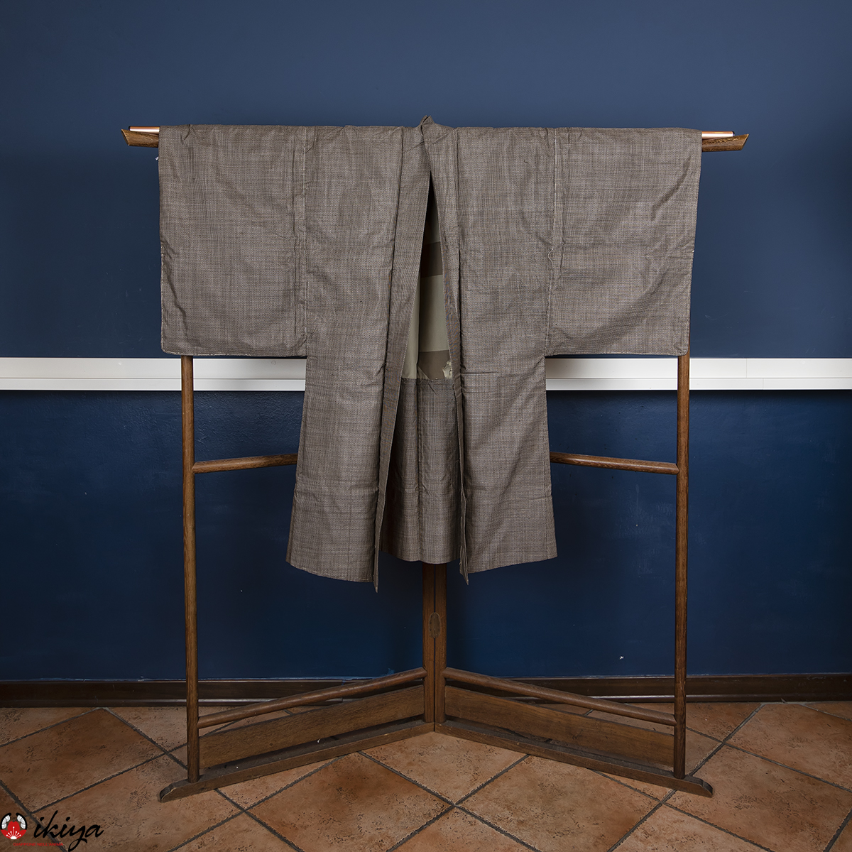 Haori da uomo marrone/grigio con samurai - immagine 6