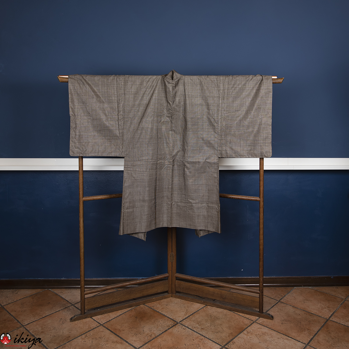 Haori da uomo marrone/grigio con samurai - immagine 8