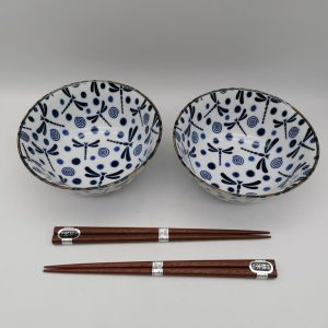 Set di 2 ciotole da domburi con libellule