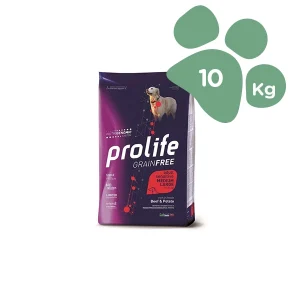 Crocchette per Cani Adulti Prolife Grain Free Taglia Media/Grande Gusto Manzo e Patate 10kg